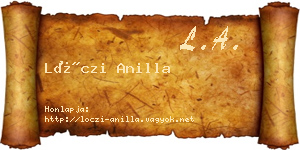 Lóczi Anilla névjegykártya